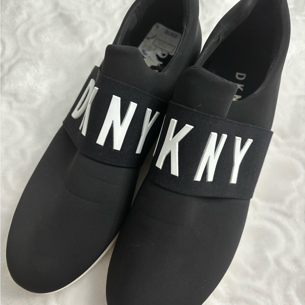 DKNY Black Slip-On Logo Sneakers